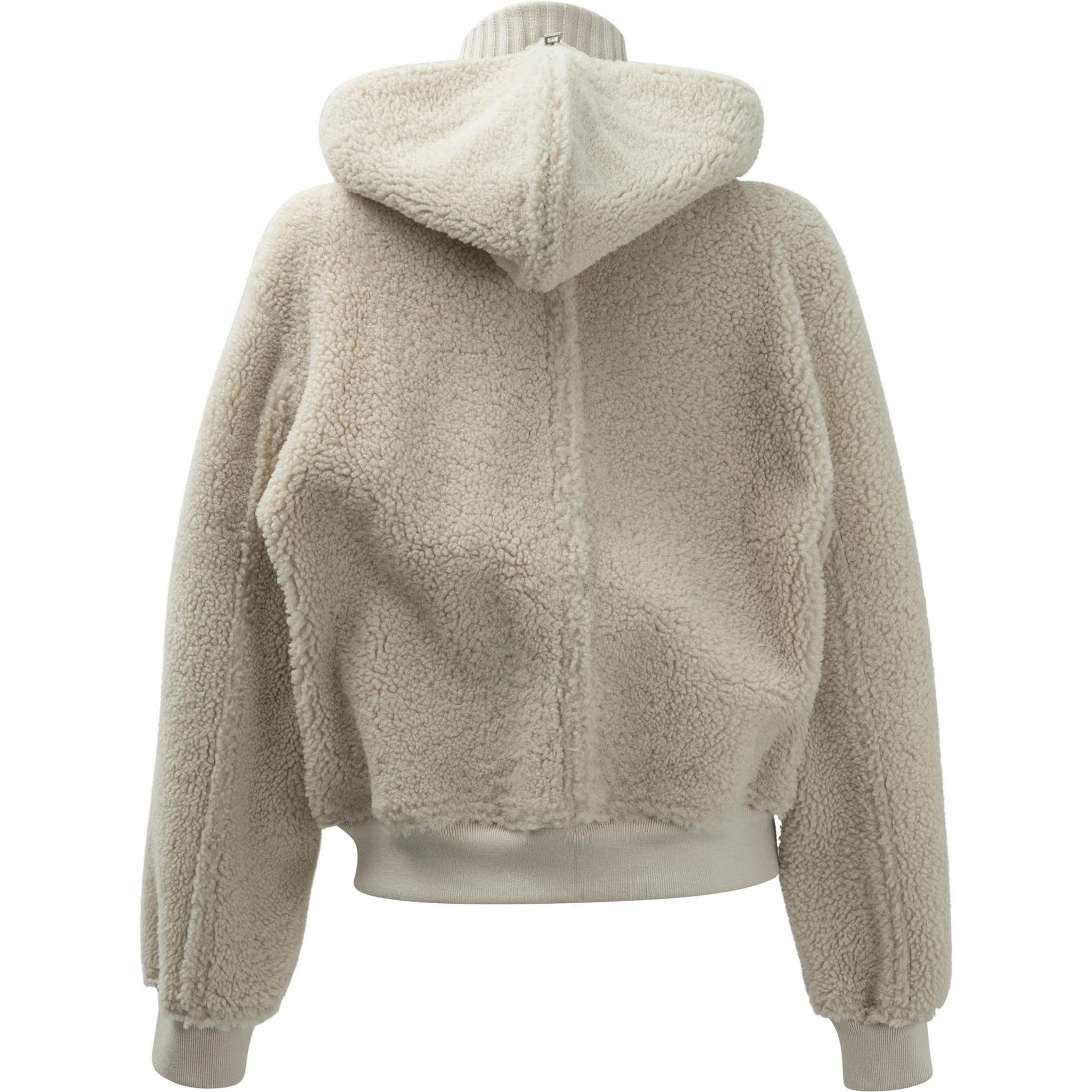 Leather reversible jacket with knitted turtleneck