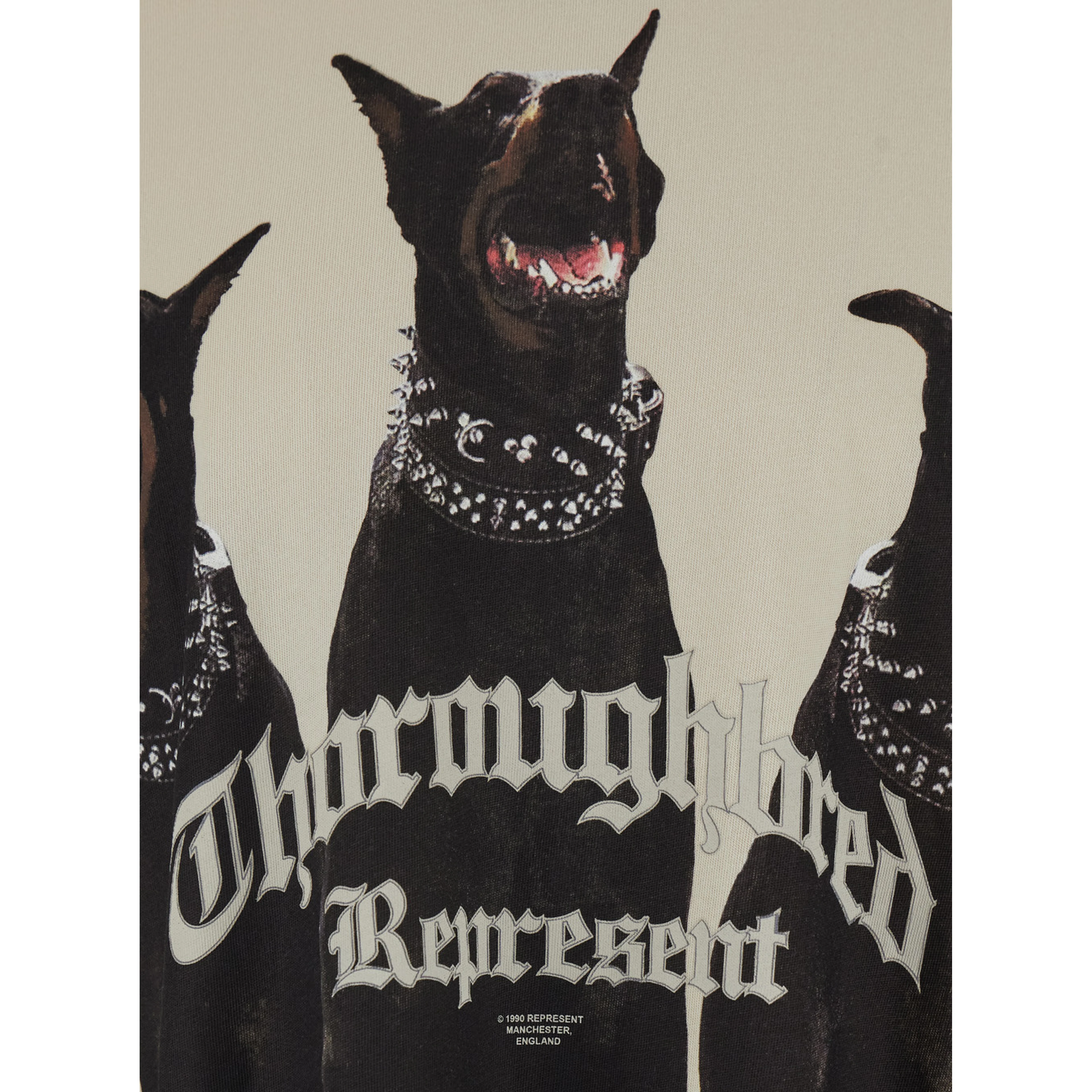Thoroughbred White T-Shirt with Doberman Graphic Print and Logo Lettering on the Front in Cotton Man