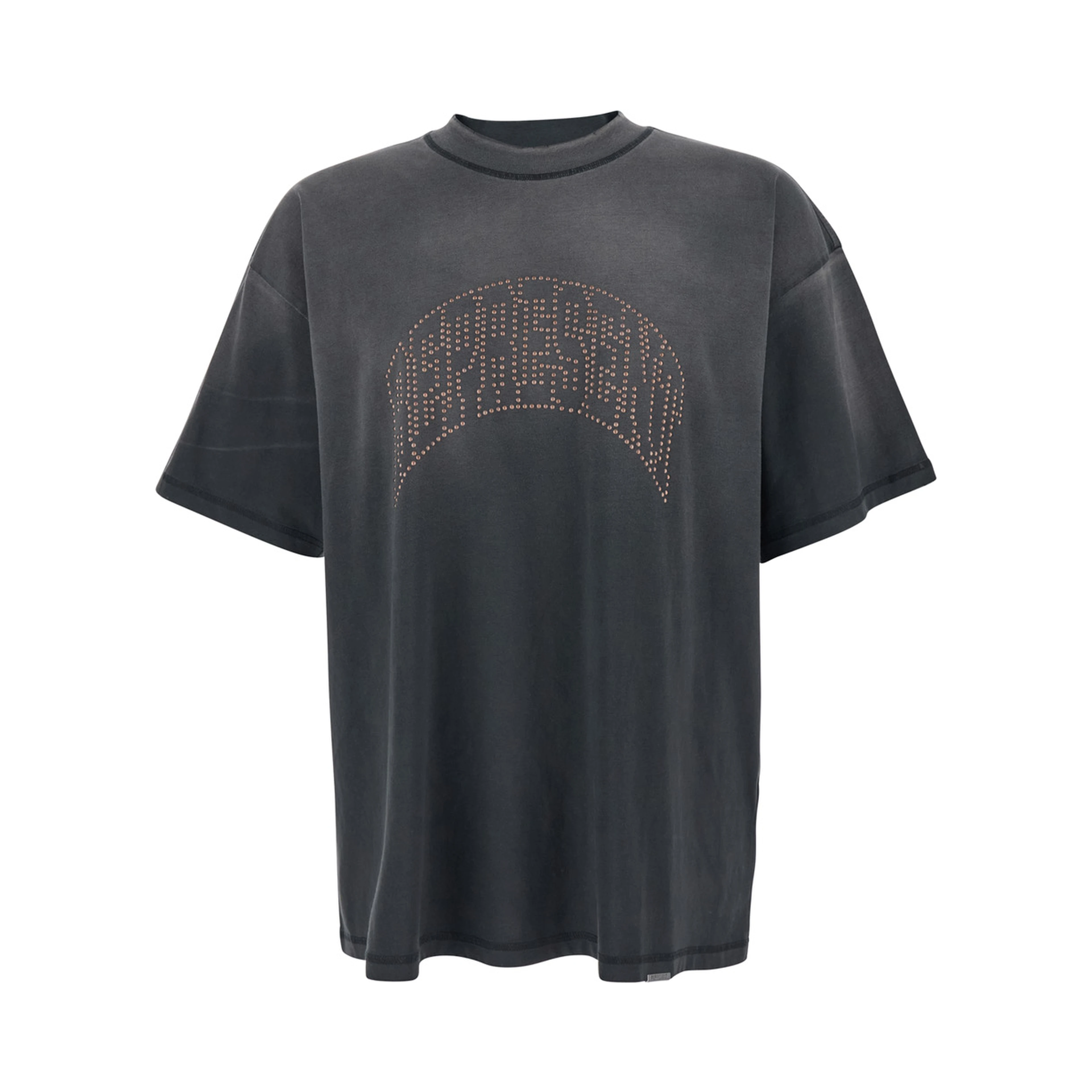 Black T-Shirt with Logo Lettering on the Front and Faded Effect in Cotton Man