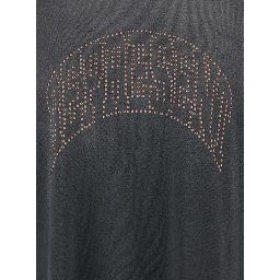 Black T-Shirt with Logo Lettering on the Front and Faded Effect in Cotton Man