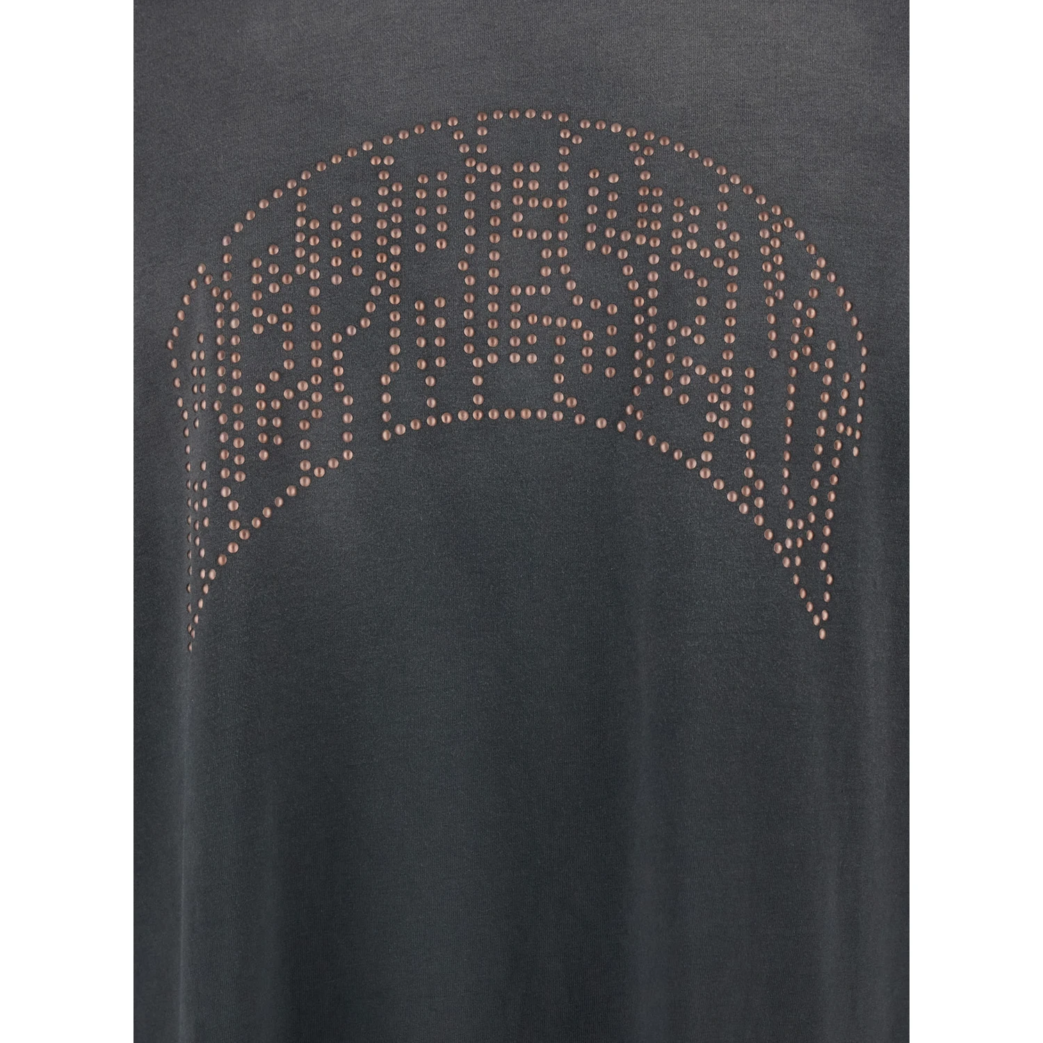 Black T-Shirt with Logo Lettering on the Front and Faded Effect in Cotton Man