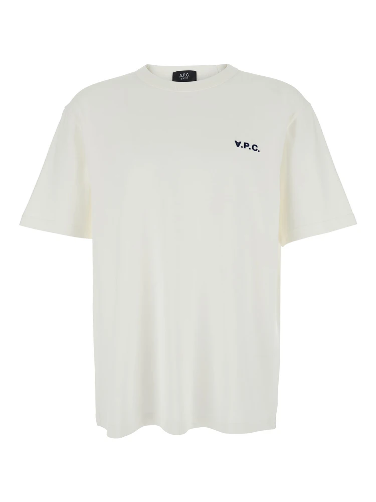 White Crewneck T-Shirt with Logo Embroidered on the Front in Cotton Man