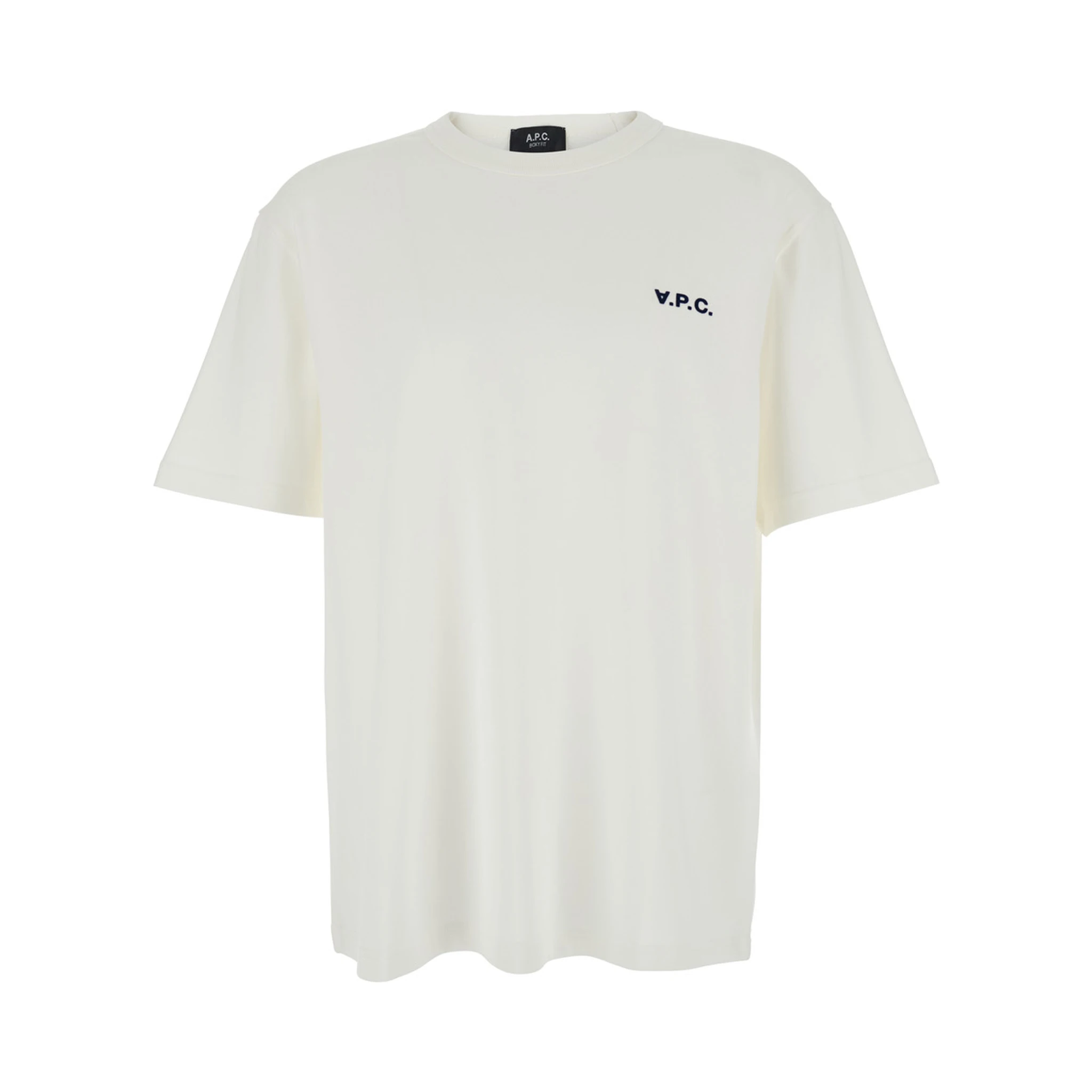 White Crewneck T-Shirt with Logo Embroidered on the Front in Cotton Man