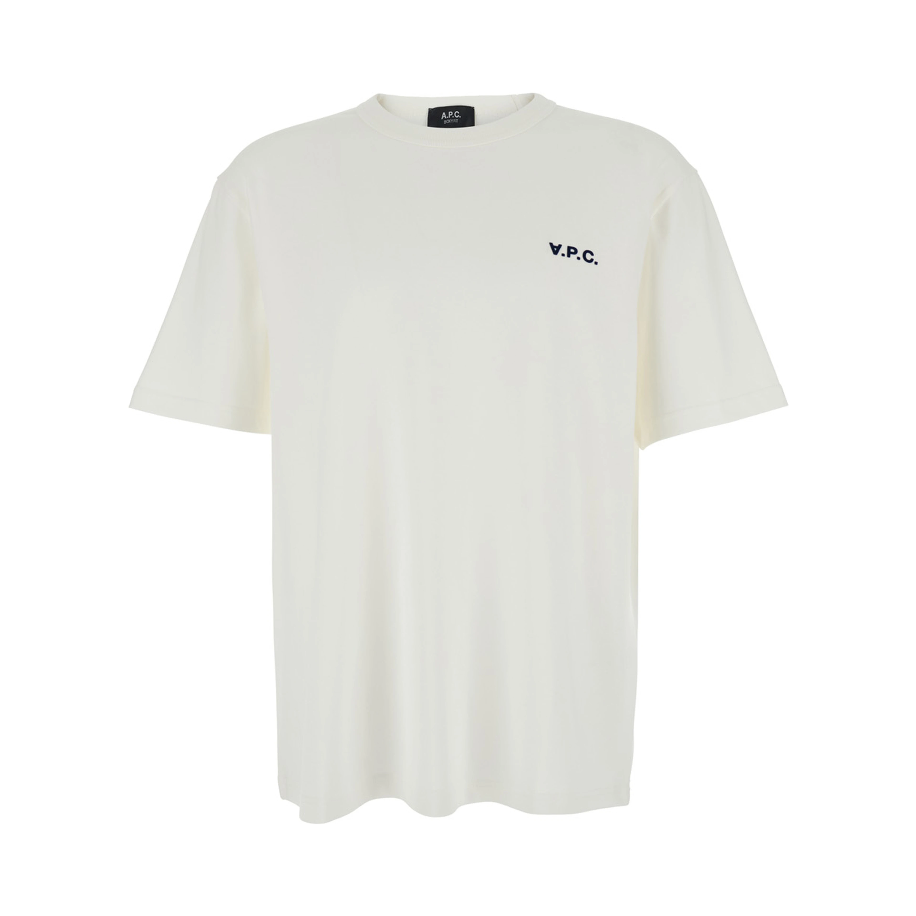 White Crewneck T-Shirt with Logo Embroidered on the Front in Cotton Man