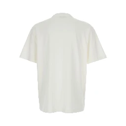 White Crewneck T-Shirt with Logo Embroidered on the Front in Cotton Man