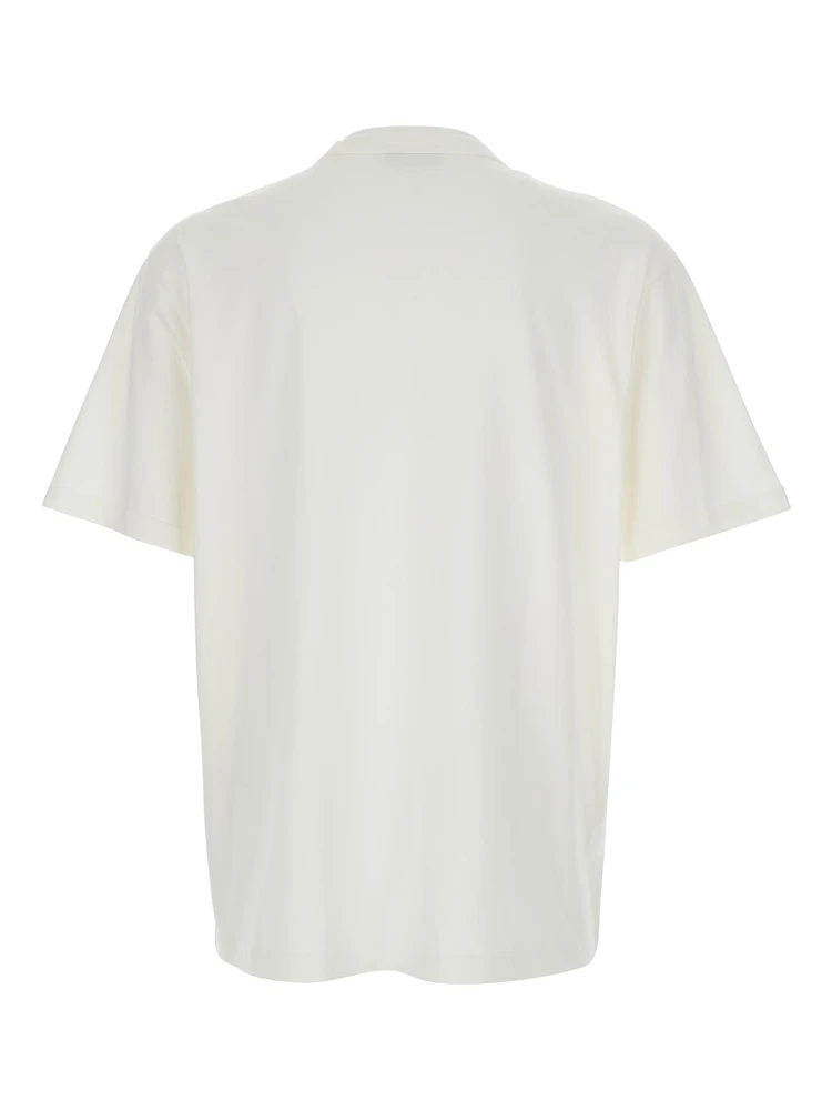 White Crewneck T-Shirt with Logo Embroidered on the Front in Cotton Man alternative