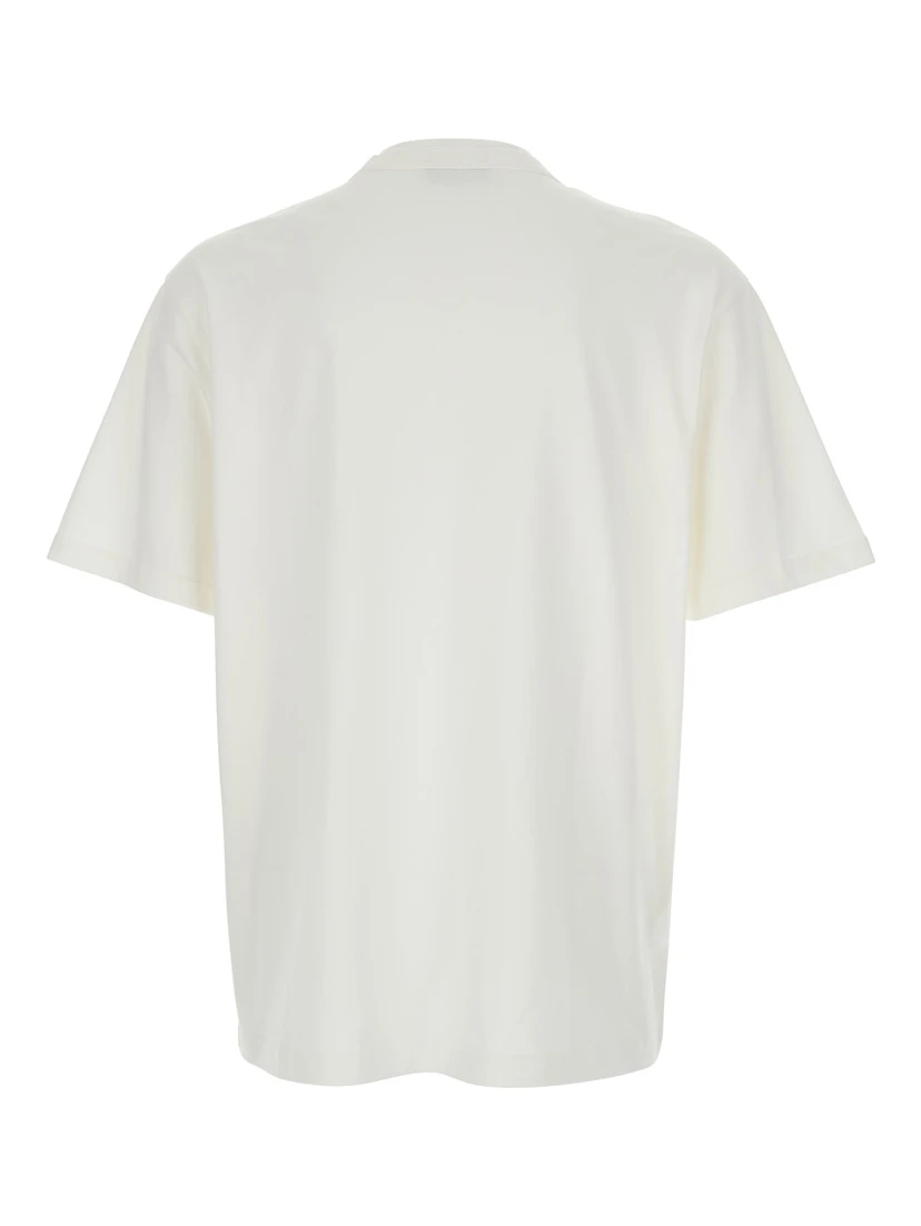 White Crewneck T-Shirt with Logo Embroidered on the Front in Cotton Man