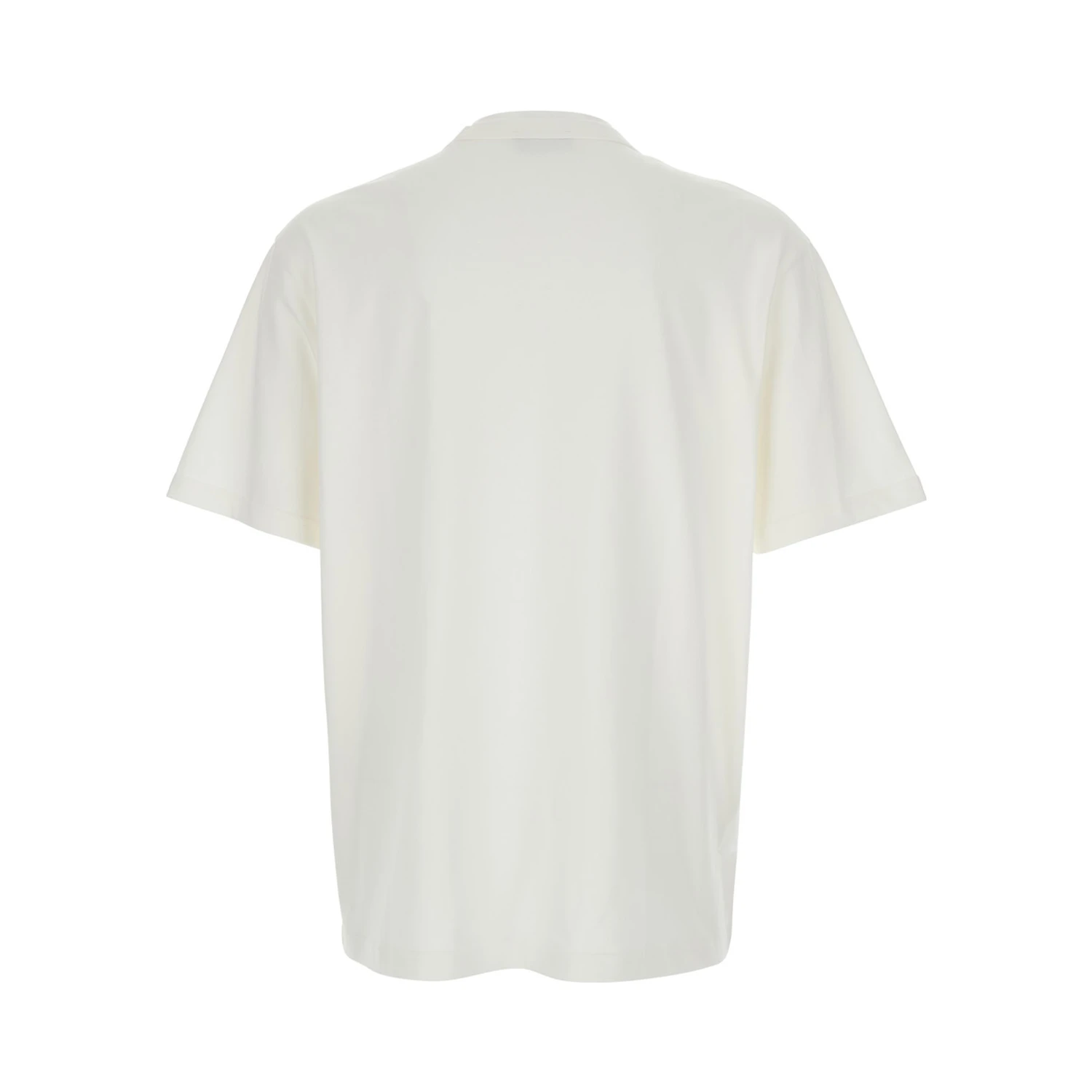 White Crewneck T-Shirt with Logo Embroidered on the Front in Cotton Man