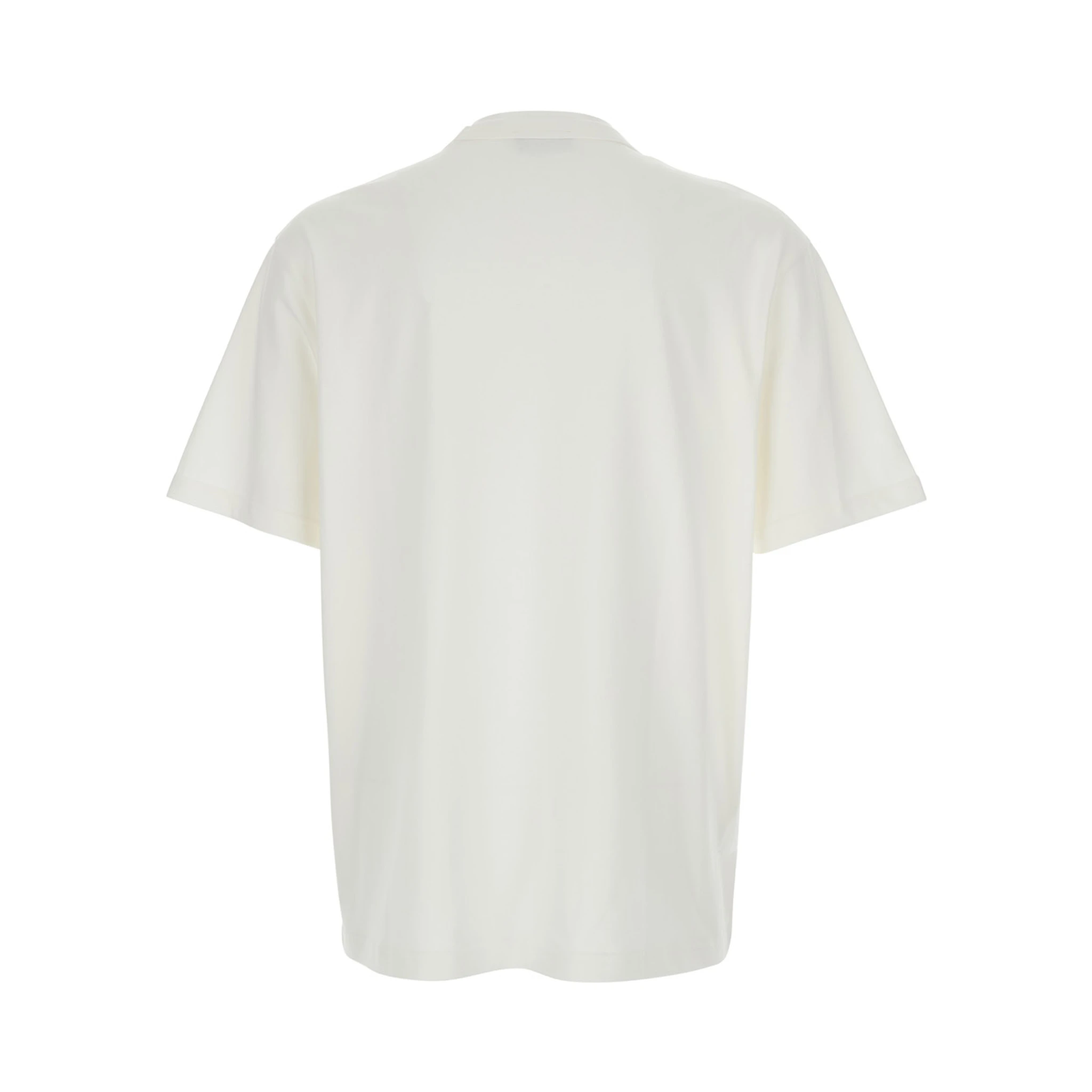 White Crewneck T-Shirt with Logo Embroidered on the Front in Cotton Man