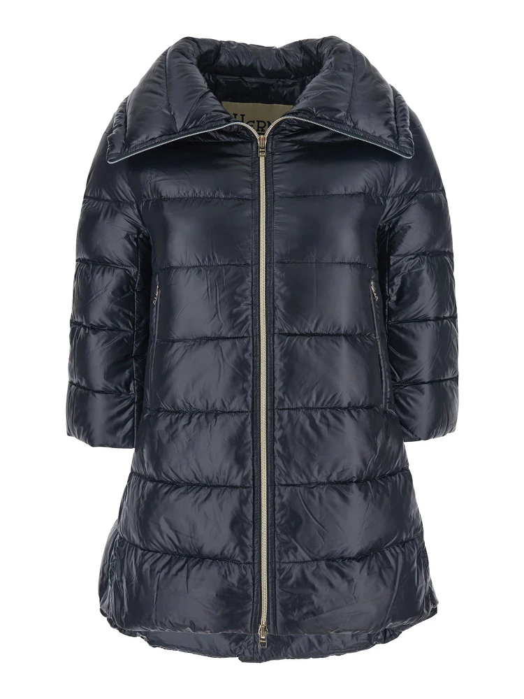 Cleofe Black Down Jacket with Front Zip Closure in Tech Fabric Woman