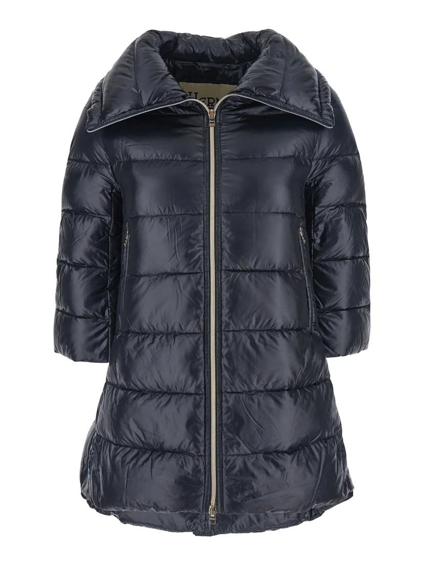 Cleofe Black Down Jacket with Front Zip Closure in Tech Fabric Woman