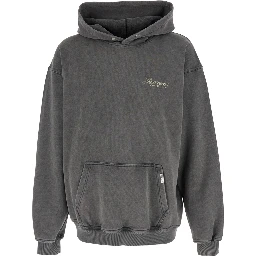 Grey Sweatshirt with Logo Print on Front and Back and Faded Effect in Cotton Man
