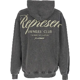 Grey Sweatshirt with Logo Print on Front and Back and Faded Effect in Cotton Man