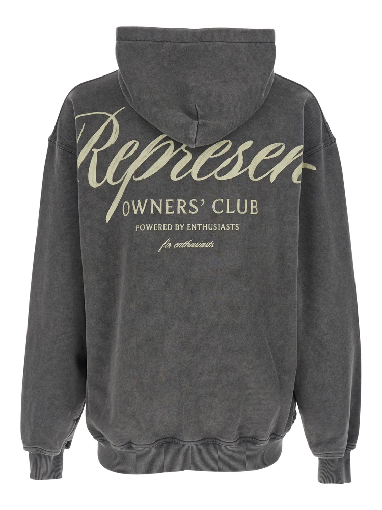 Grey Sweatshirt with Logo Print on Front and Back and Faded Effect in Cotton Man alternative