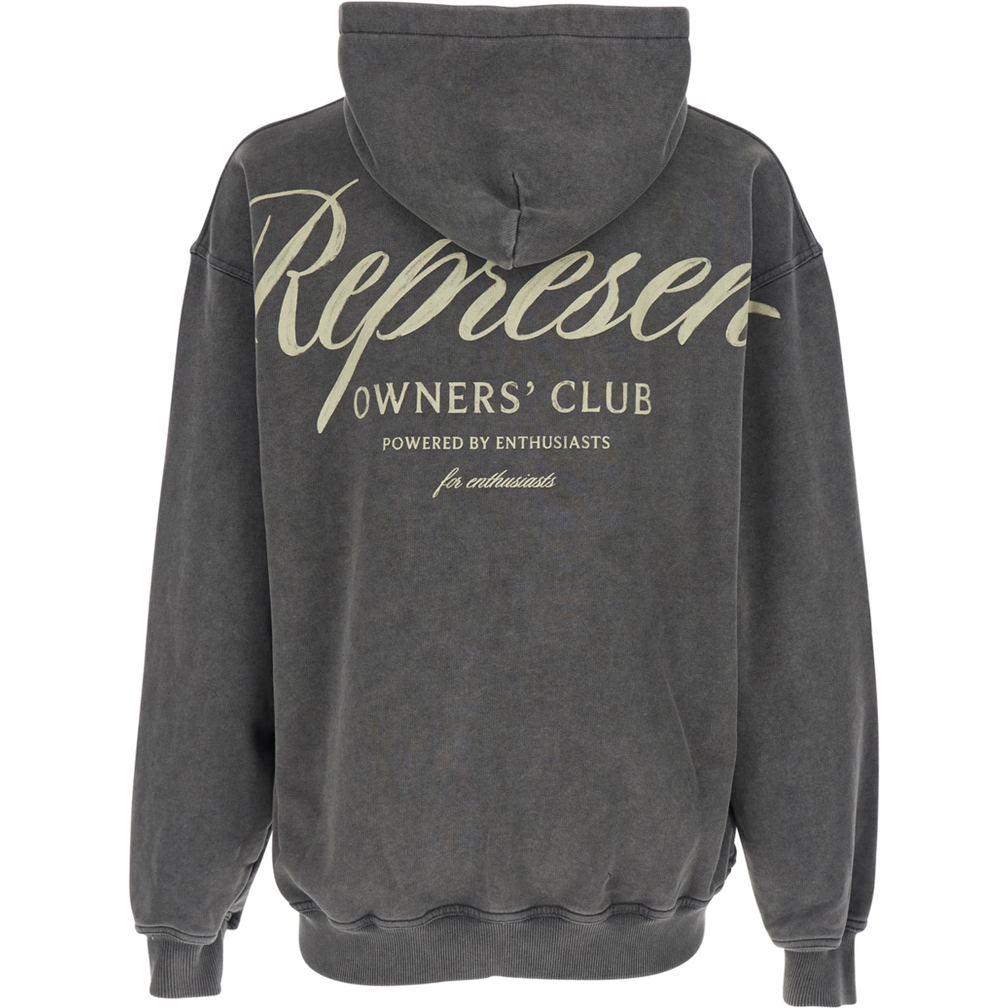 Grey Sweatshirt with Logo Print on Front and Back and Faded Effect in Cotton Man