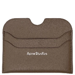 Brown Card-Holder with Logo Print on the Front in Leather Man