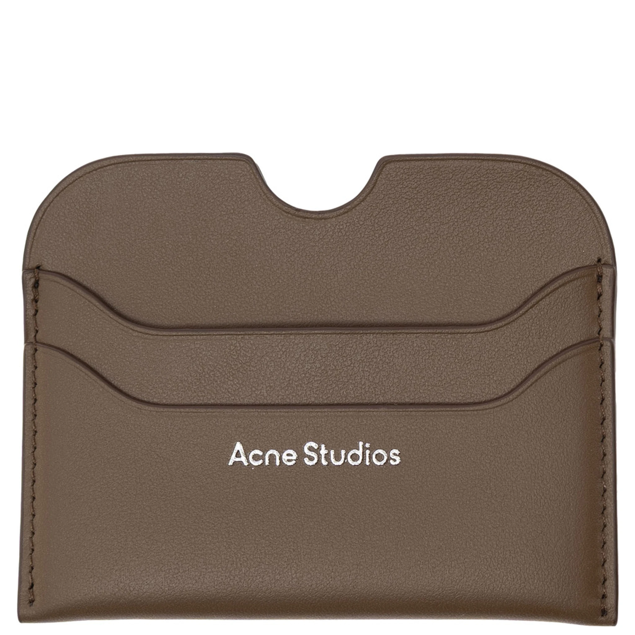 Brown Card-Holder with Logo Print on the Front in Leather Man
