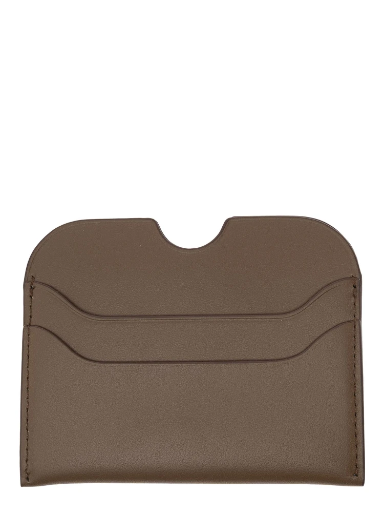 Brown Card-Holder with Logo Print on the Front in Leather Man alternative