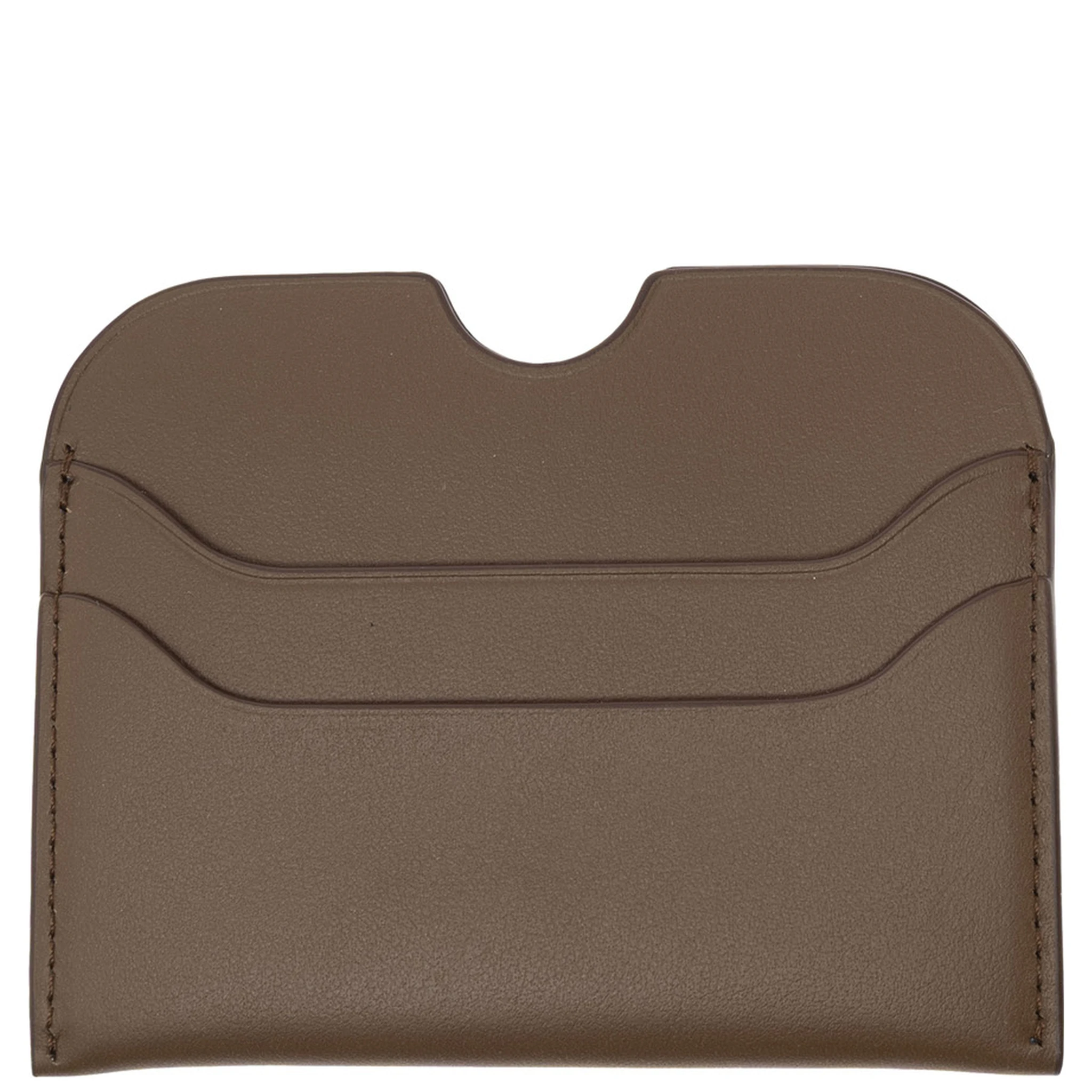 Brown Card-Holder with Logo Print on the Front in Leather Man