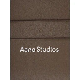 Brown Card-Holder with Logo Print on the Front in Leather Man