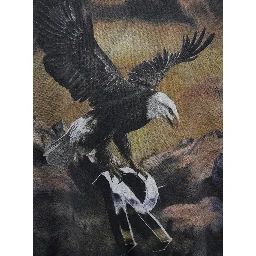 Black Hoodie with Maxi Print on Front and Rear and Dropped Shoulders in Cotton Man