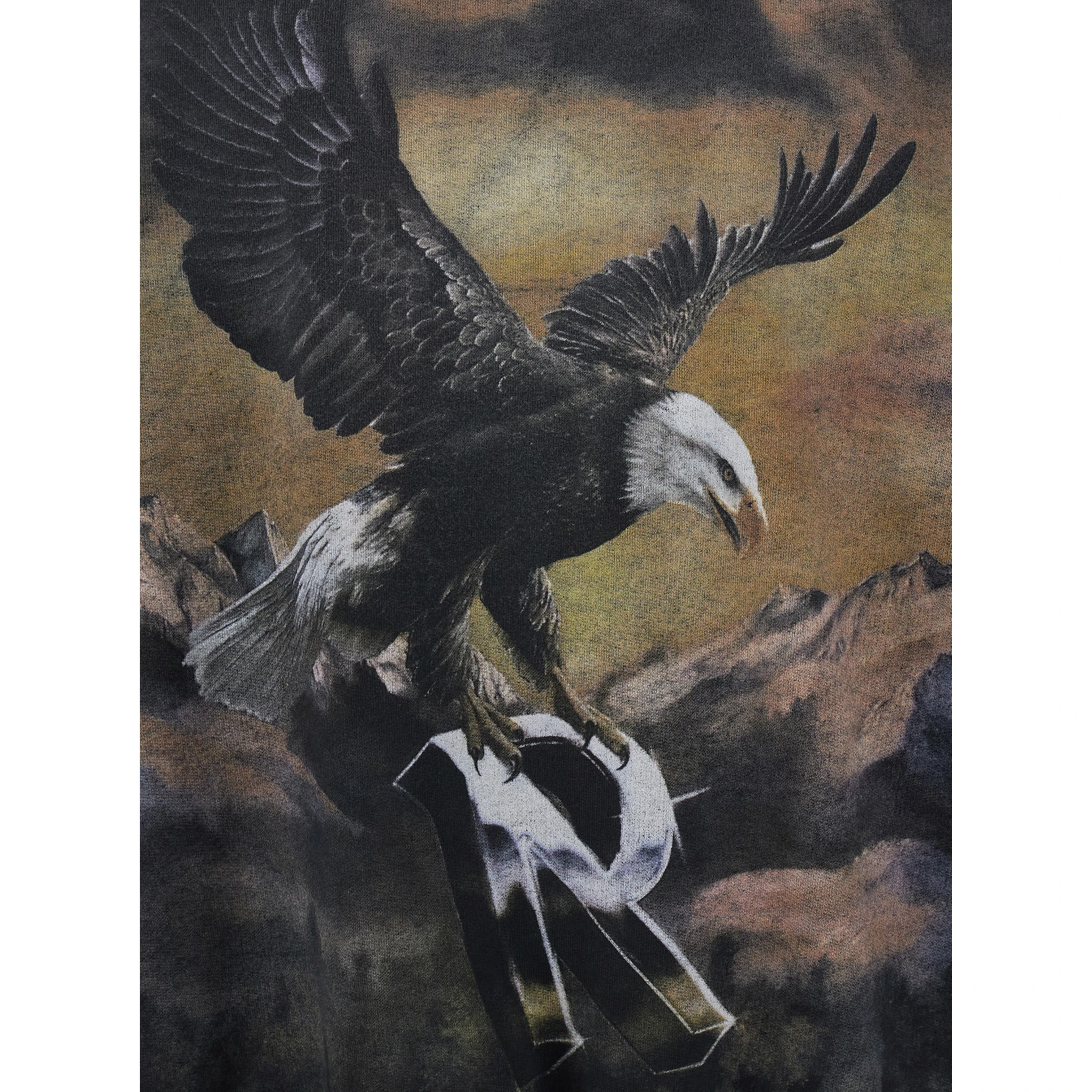 Black Hoodie with Maxi Print on Front and Rear and Dropped Shoulders in Cotton Man