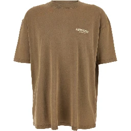 Brown T-Shirt with Logo on the Front and Maxi Logo on the Back in Cotton Man