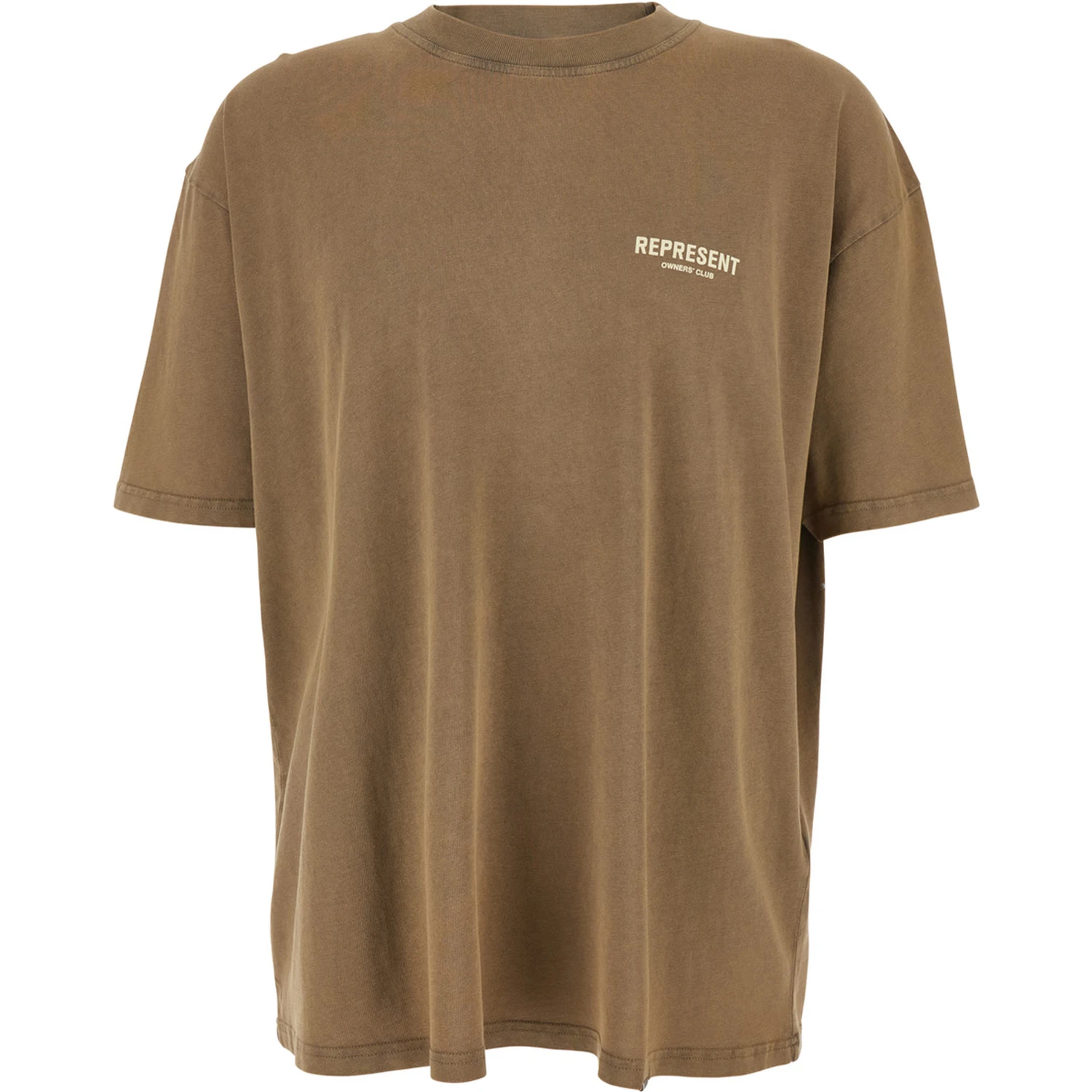 Brown T-Shirt with Logo on the Front and Maxi Logo on the Back in Cotton Man