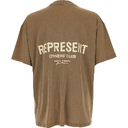 Brown T-Shirt with Logo on the Front and Maxi Logo on the Back in Cotton Man