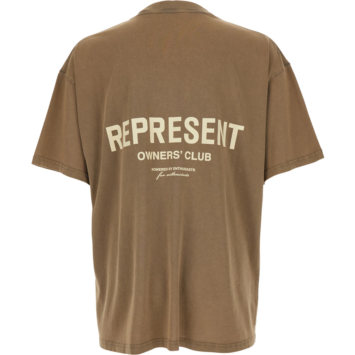 Brown T-Shirt with Logo on the Front and Maxi Logo on the Back in Cotton Man