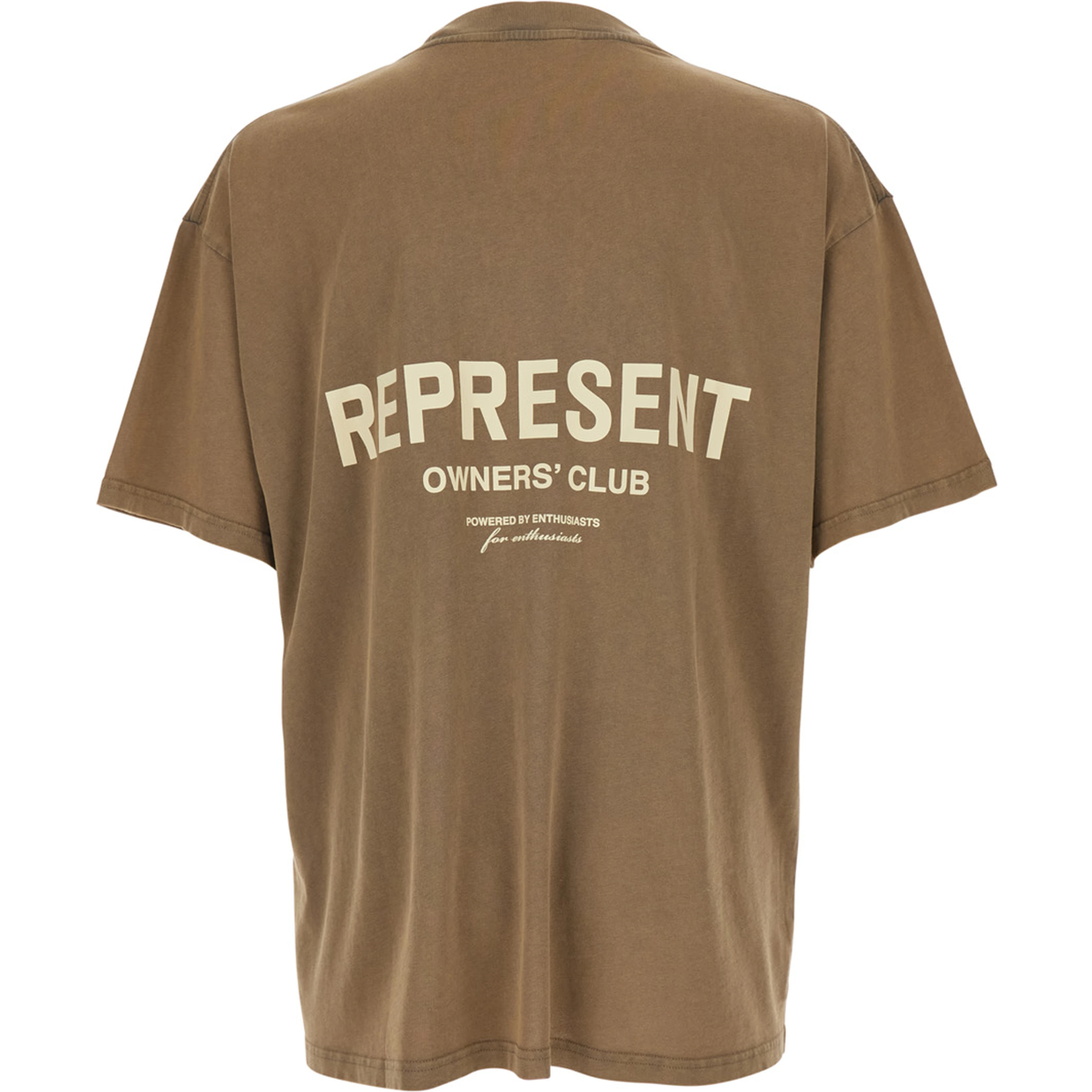 Brown T-Shirt with Logo on the Front and Maxi Logo on the Back in Cotton Man