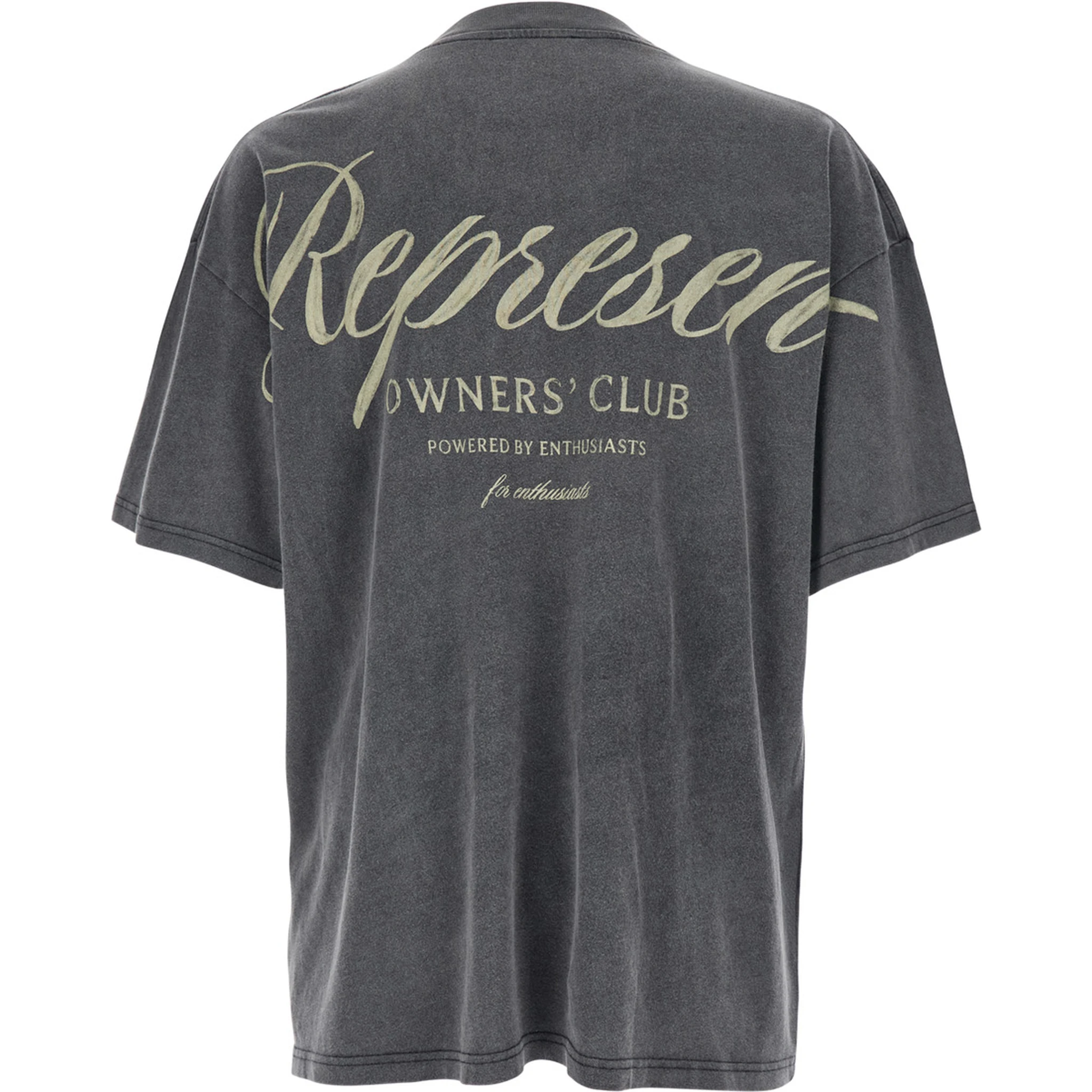 Grey Crew Neck T-Shirt with Logo on Front and Back and Faded Effect in Cotton Man