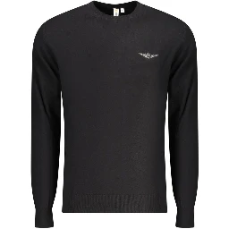 Black Cotton Men Sweater