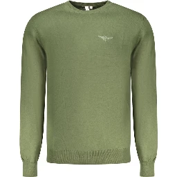 Green Cotton Men Sweater
