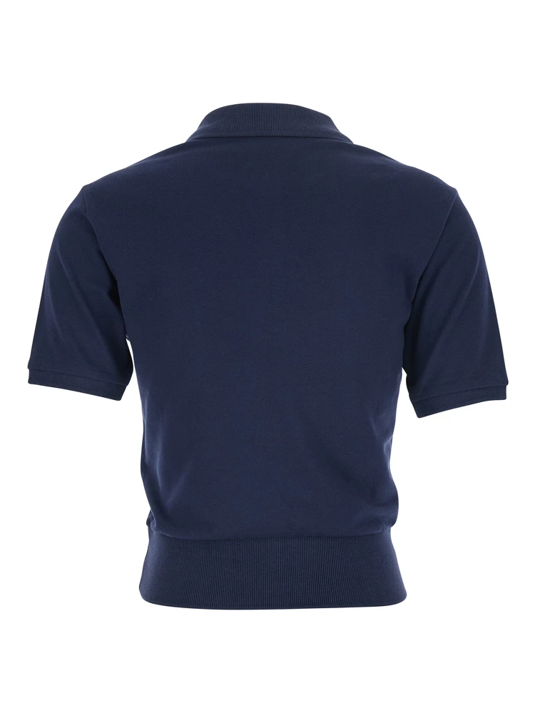 Oceane Blue Polo Shirt with Classic Collar and Logo Embroidery on the Front in Cotton Woman alternative