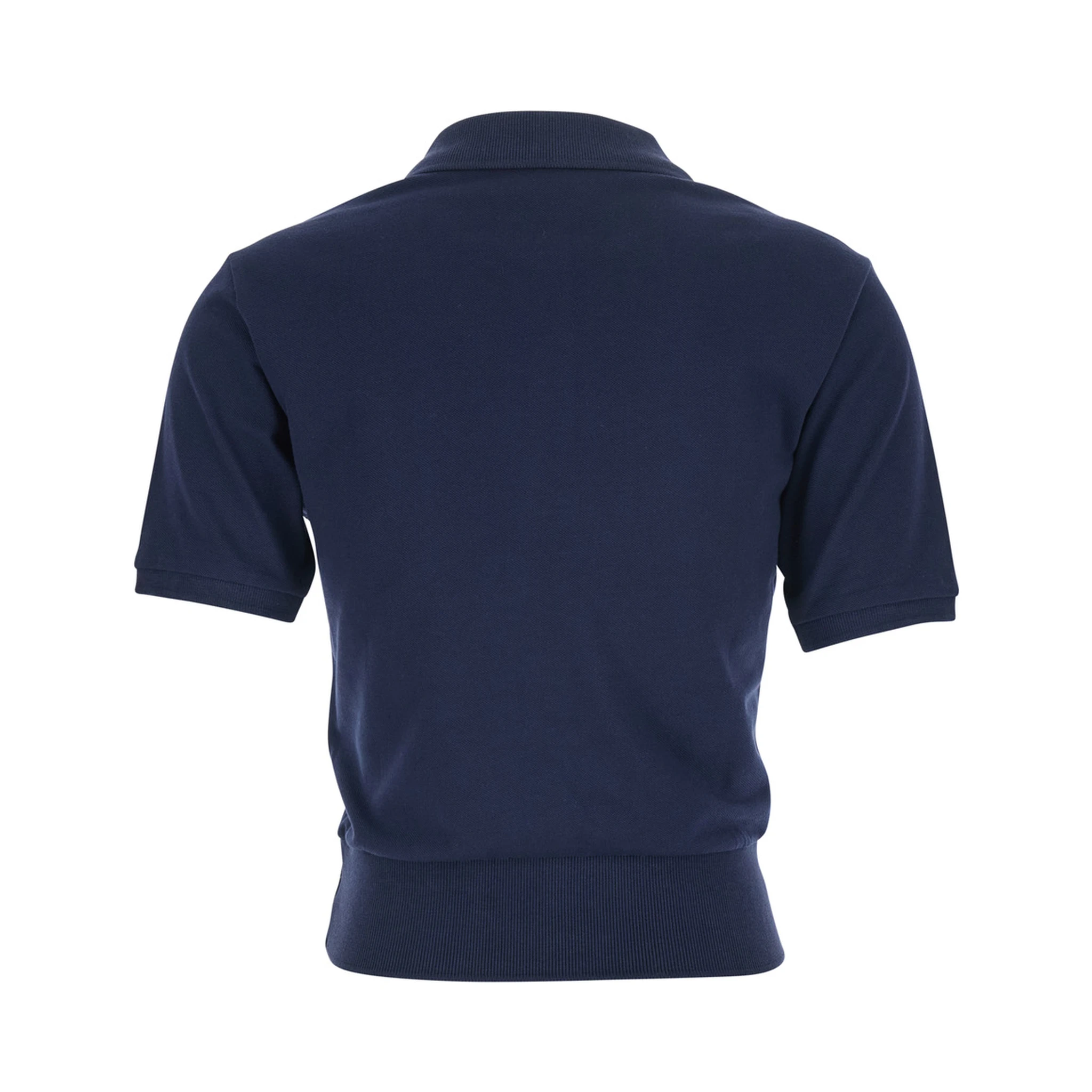 Oceane Blue Polo Shirt with Classic Collar and Logo Embroidery on the Front in Cotton Woman