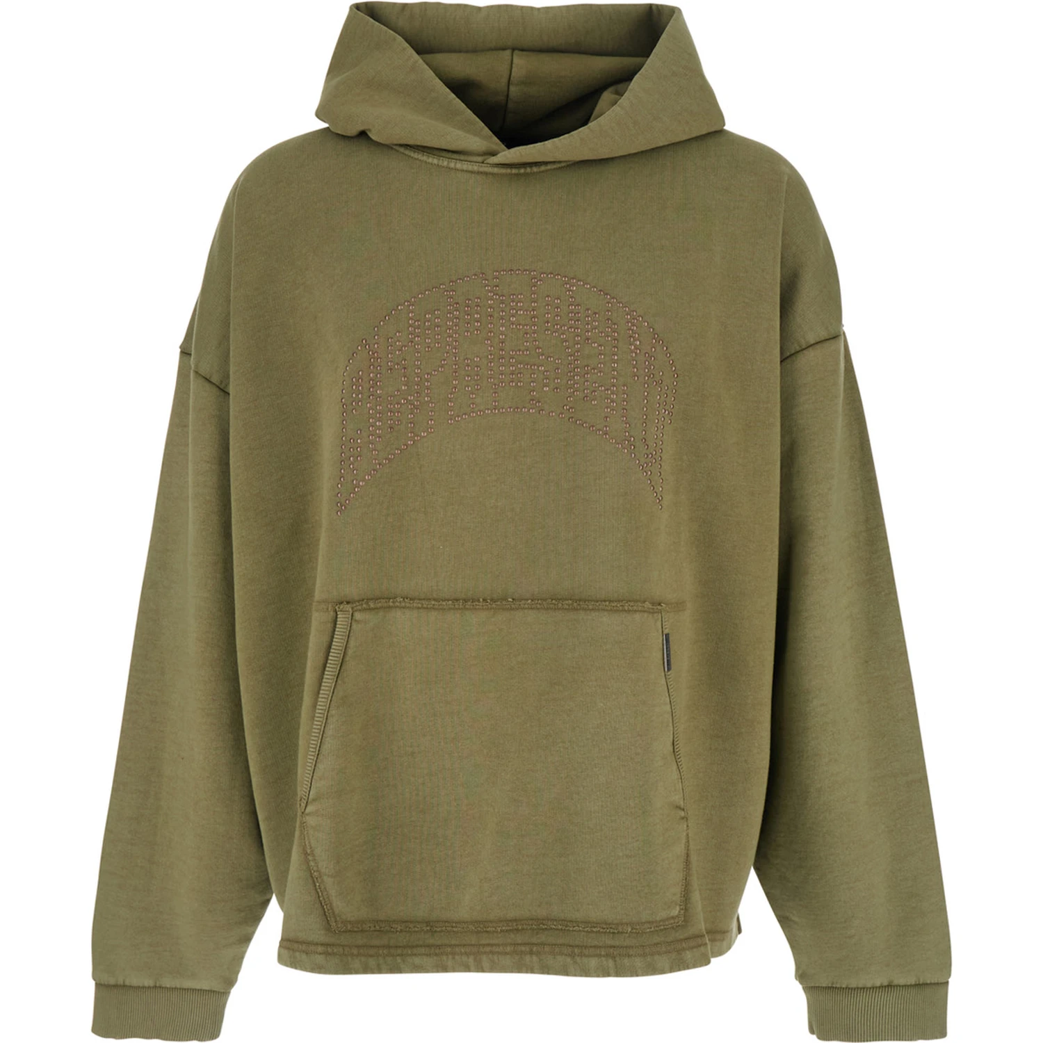 Green Sweatshirt with Logo Lettering on the Front and Faded Effect in Cotton Man
