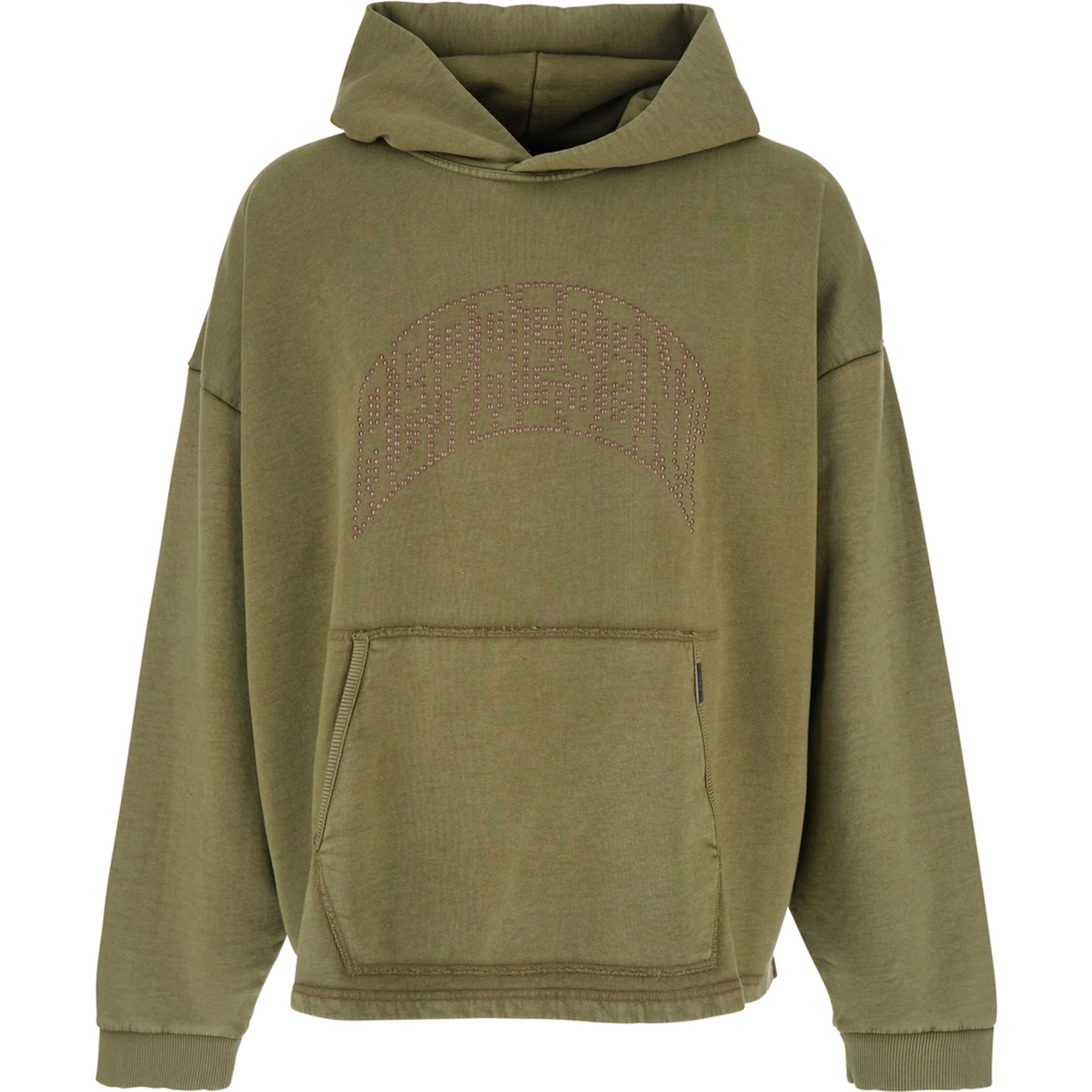 Green Sweatshirt with Logo Lettering on the Front and Faded Effect in Cotton Man