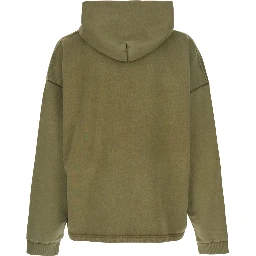 Green Sweatshirt with Logo Lettering on the Front and Faded Effect in Cotton Man