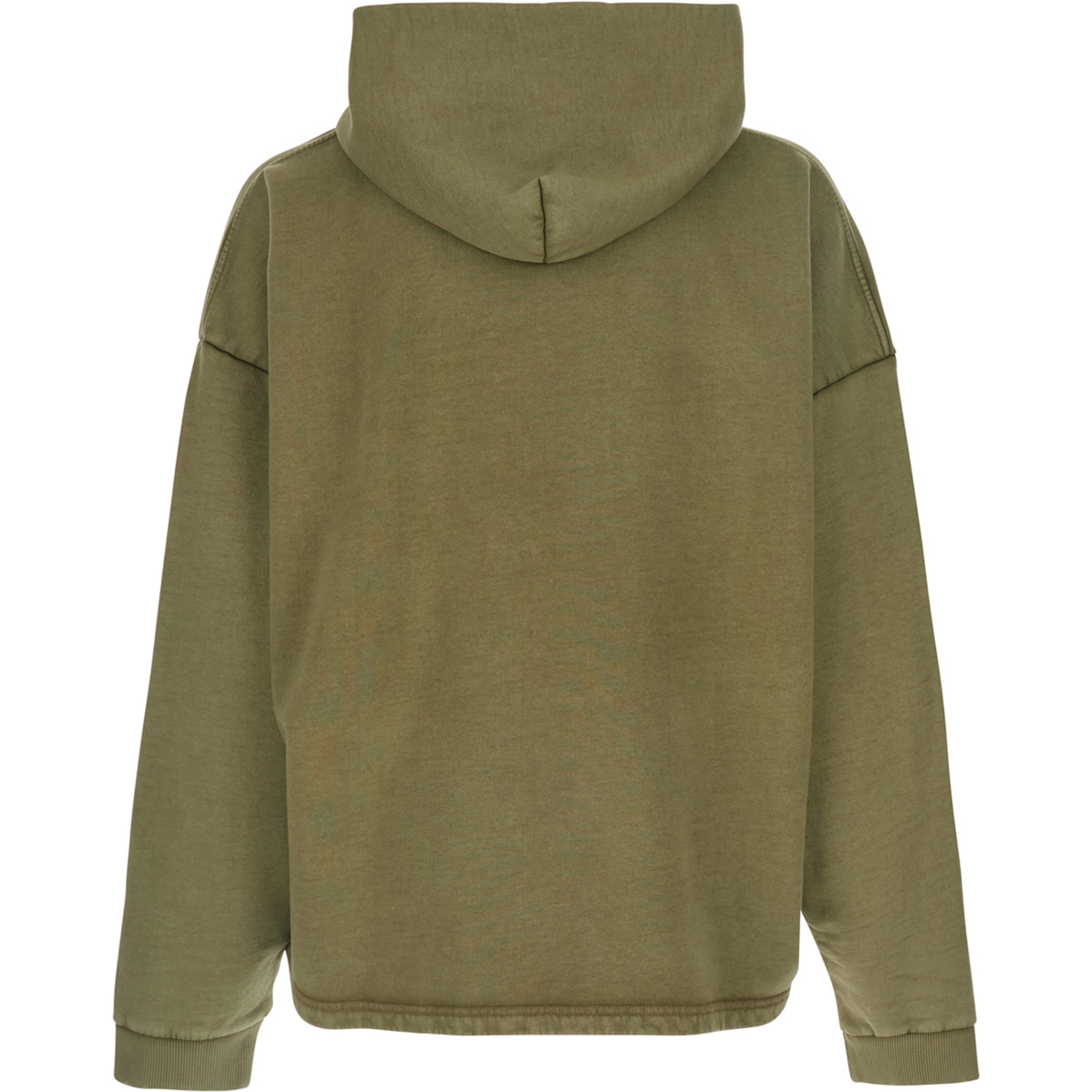 Green Sweatshirt with Logo Lettering on the Front and Faded Effect in Cotton Man