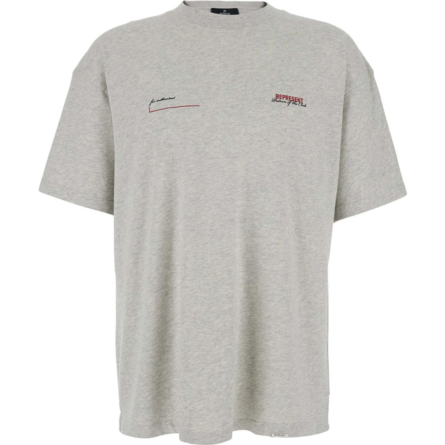 Patron of the Club Grey Crewneck T-Shirt with Front and Back Logo Print in Cotton Man