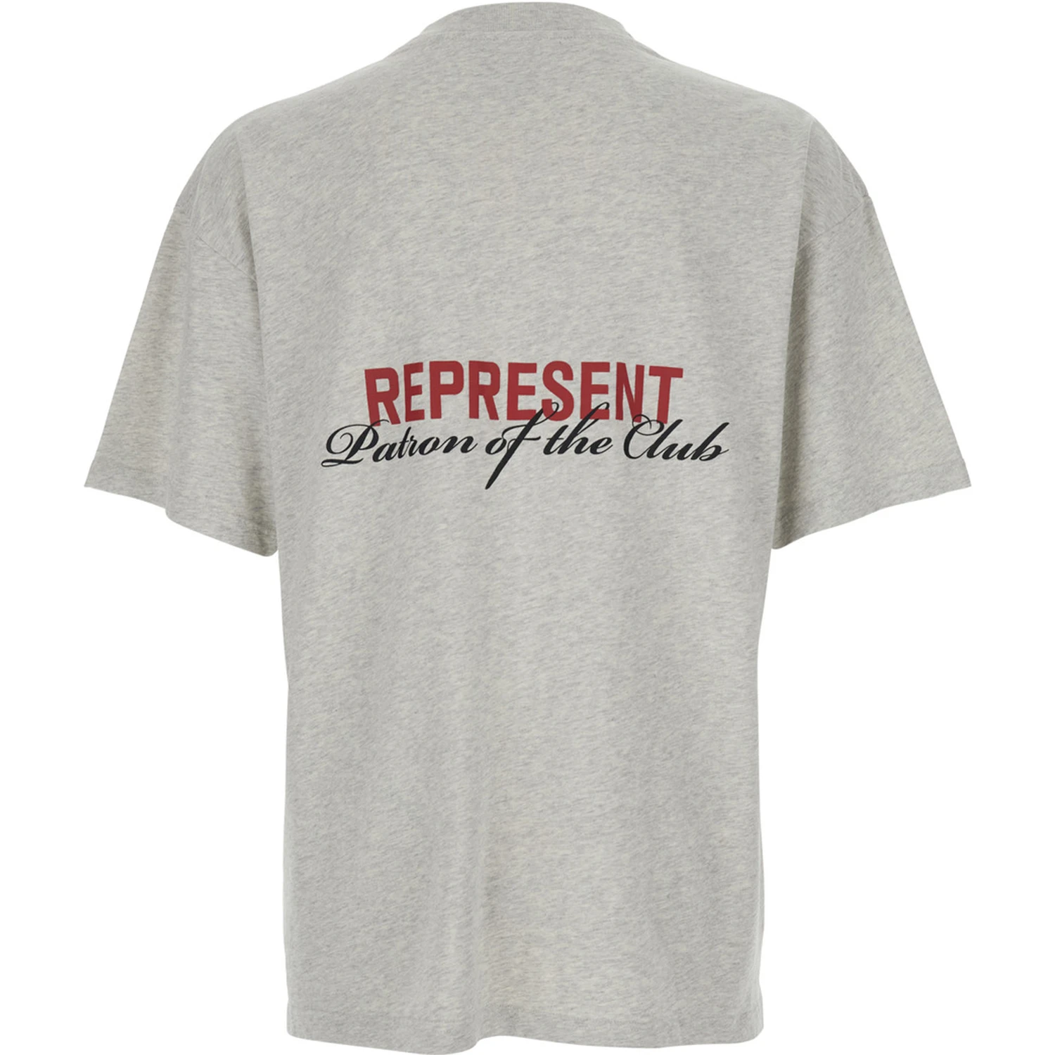 Patron of the Club Grey Crewneck T-Shirt with Front and Back Logo Print in Cotton Man