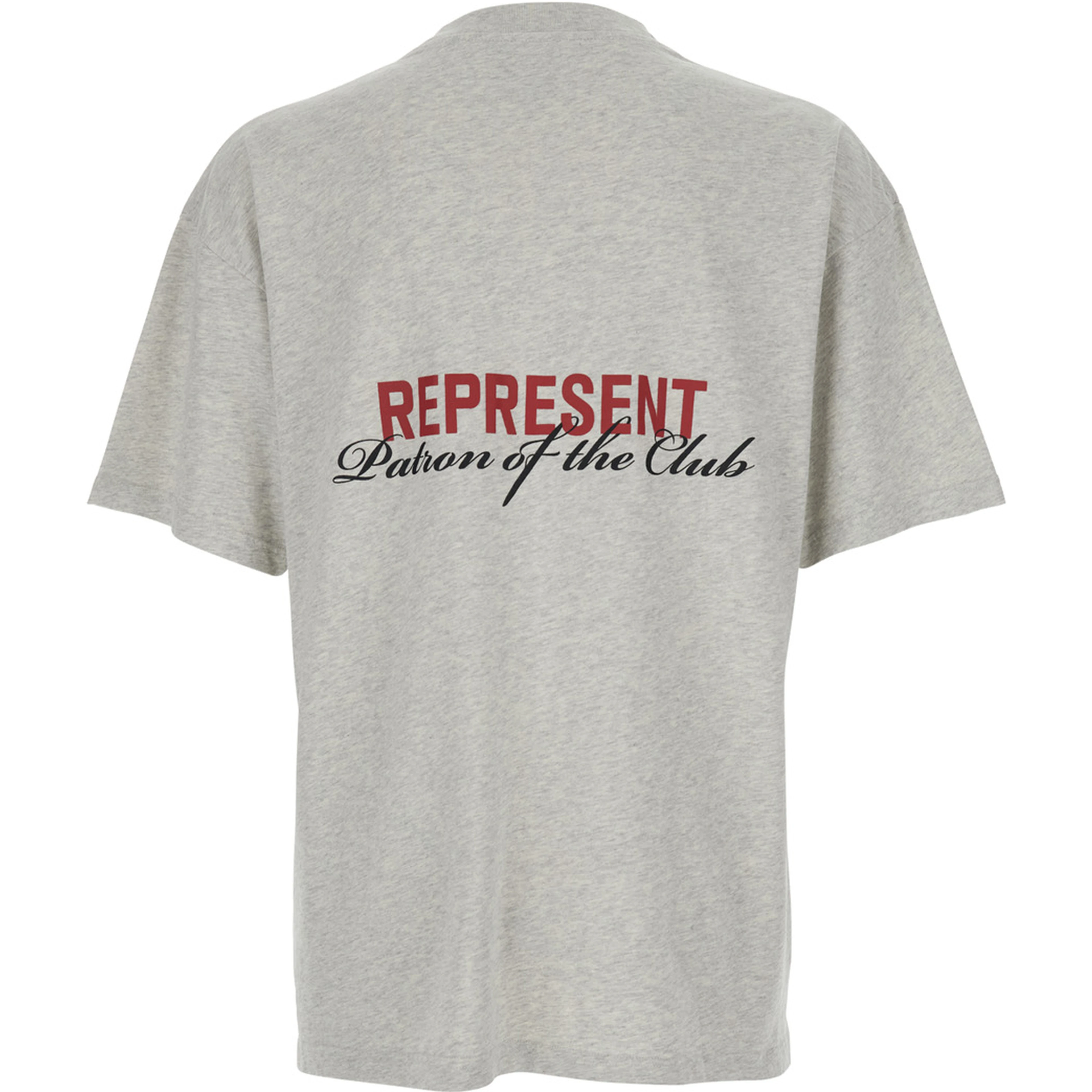 Patron of the Club Grey Crewneck T-Shirt with Front and Back Logo Print in Cotton Man