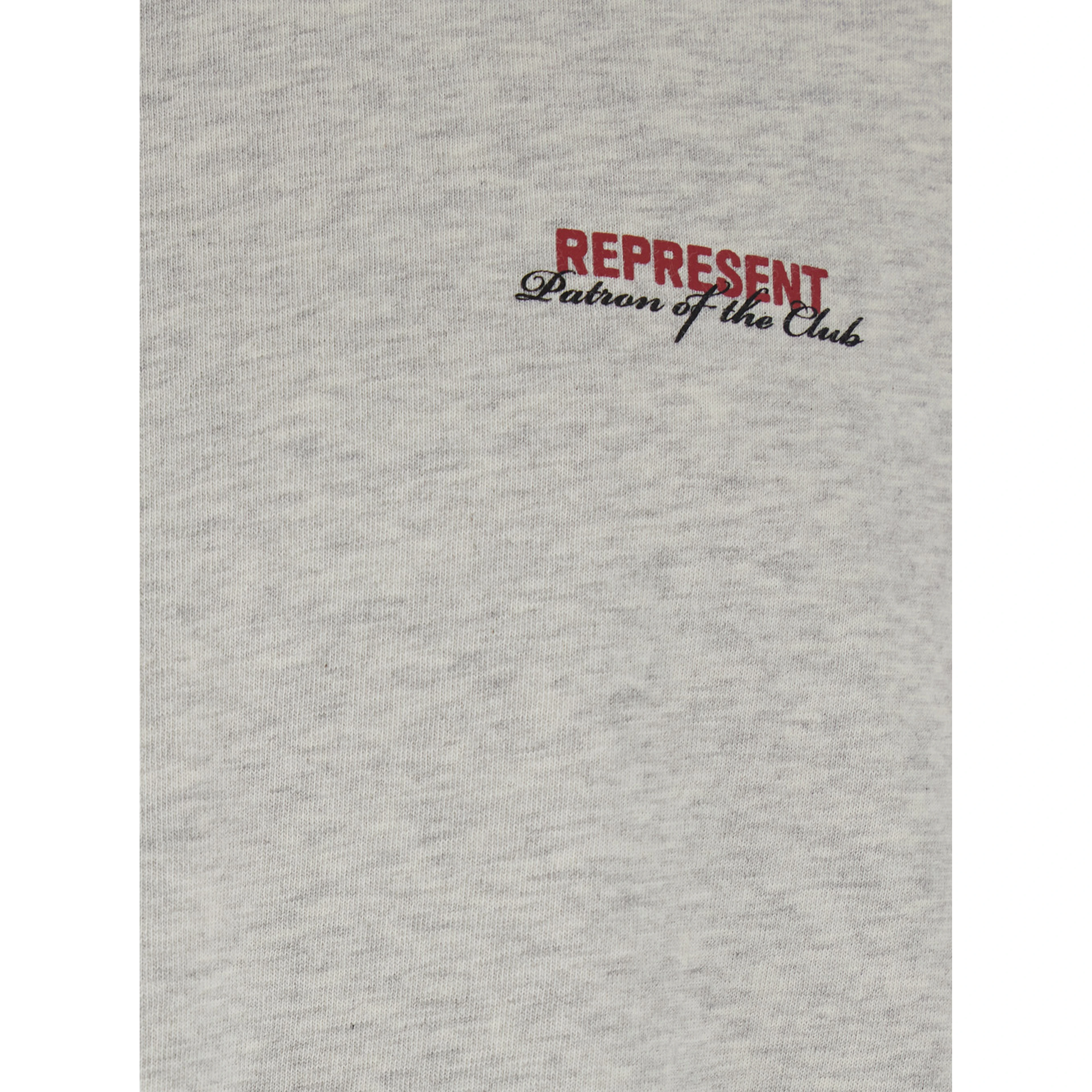 Patron of the Club Grey Crewneck T-Shirt with Front and Back Logo Print in Cotton Man
