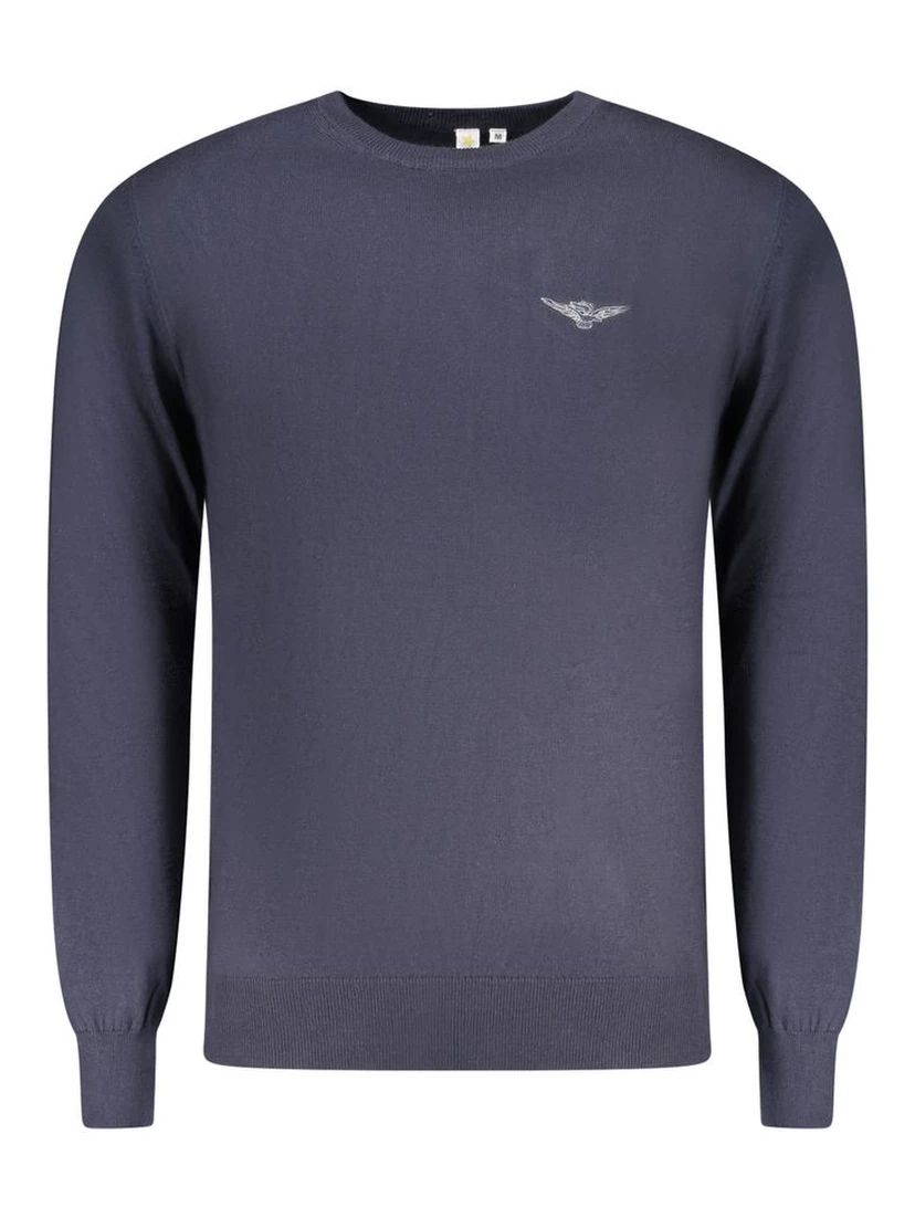 Blue Cotton Men Sweater