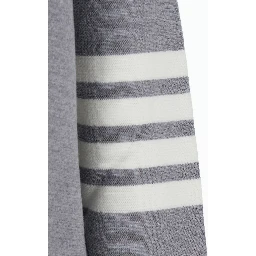 Grey Cardigan with V Neck and Striped Detail on the Sleeve in Wool Man