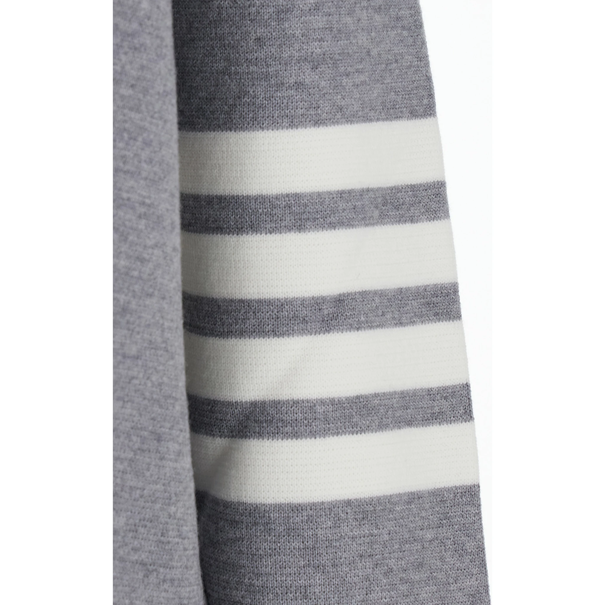Grey Cardigan with V Neck and Striped Detail on the Sleeve in Wool Man