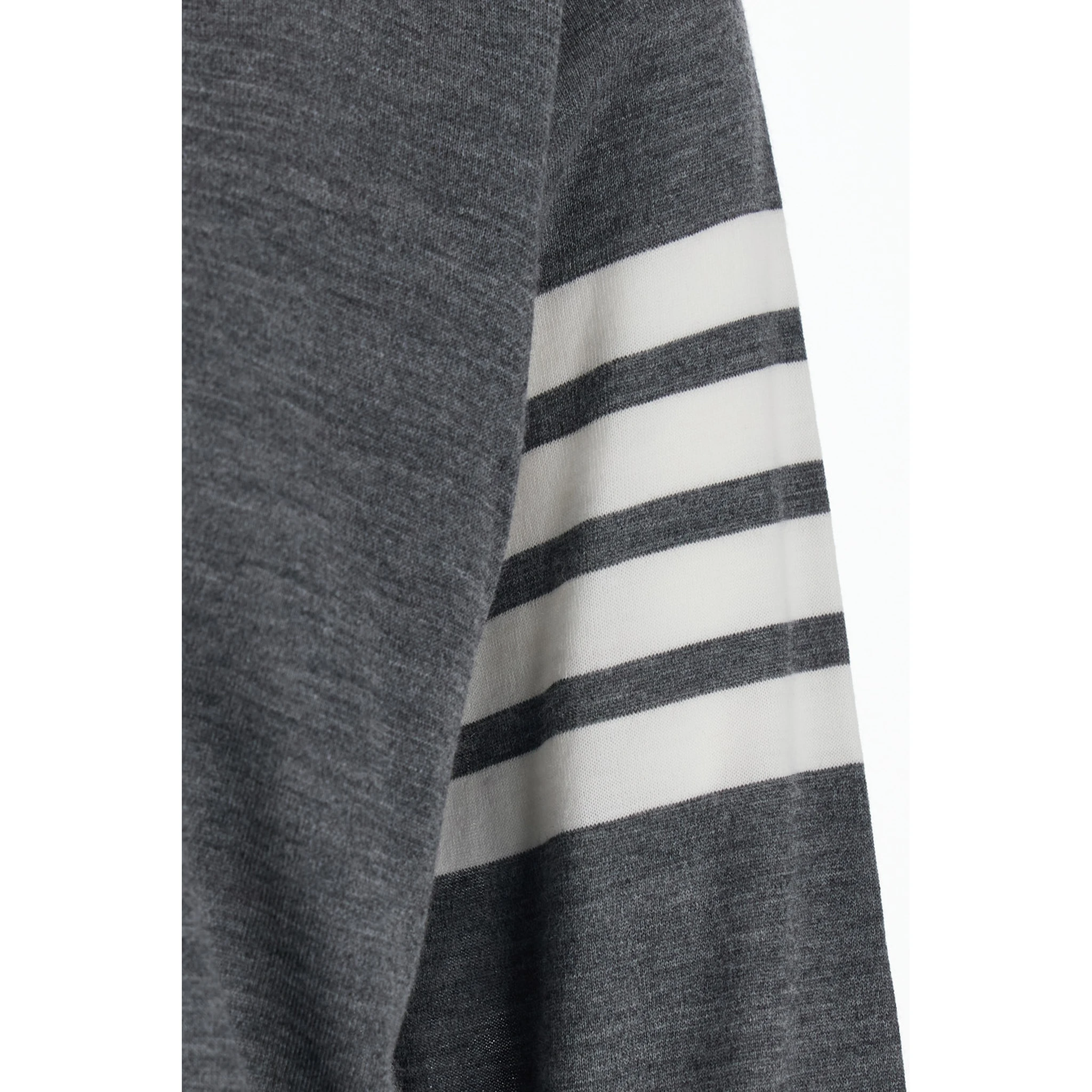 Grey Crew Neck Sweater with 4-Bar Detail in Virgin Wool Man