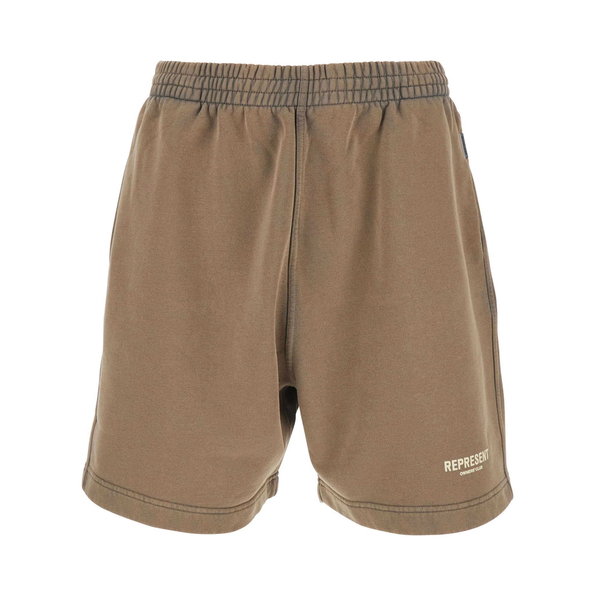 Brown Shorts with Elasticated Waist and Logo Lettering on the Front in Cotton Man