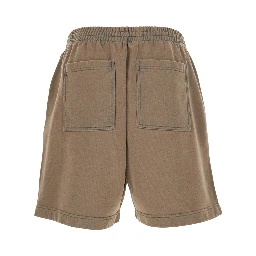 Brown Shorts with Elasticated Waist and Logo Lettering on the Front in Cotton Man